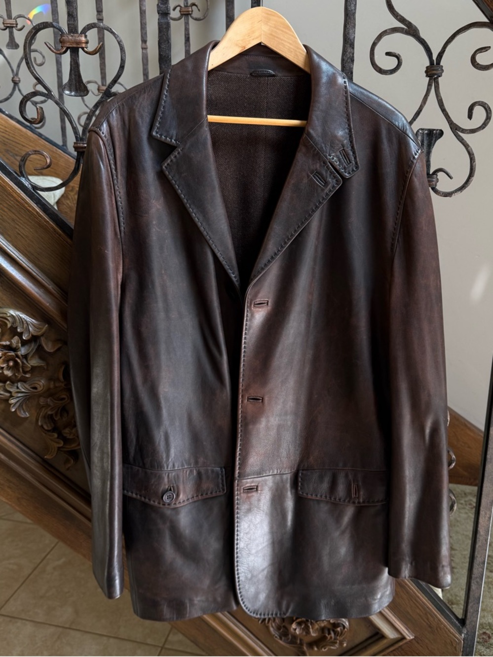 Zegna Dark Brown Leather Jacket